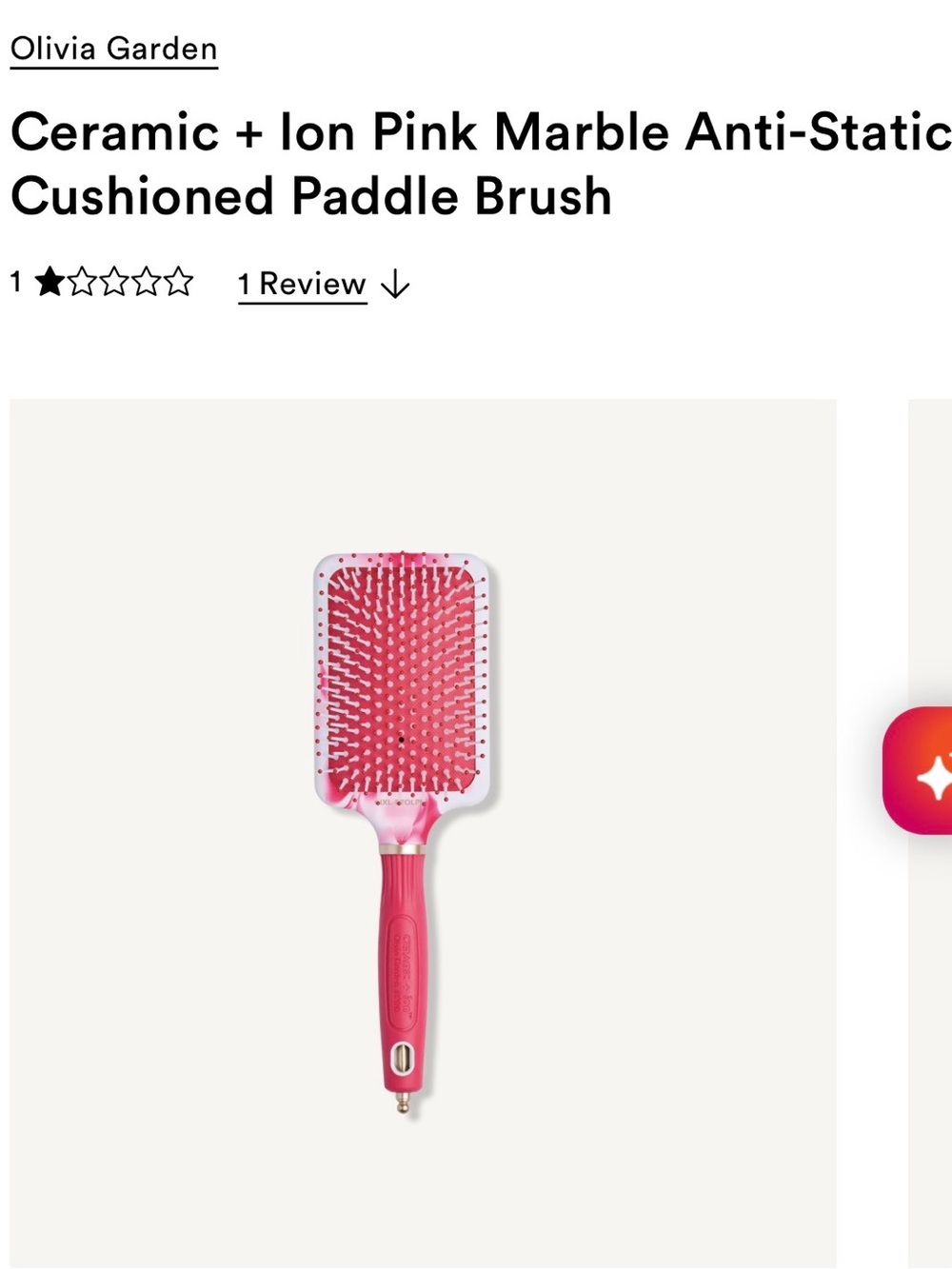 Olivia Garden Ceramic + Ion Pink Marble Cushioned Paddle Brush